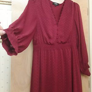 Red Swiss Dot button Maxi Dress ABS XL